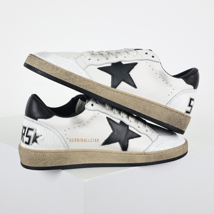 Golden Goose Ball-Star Low White Nappa Black Star