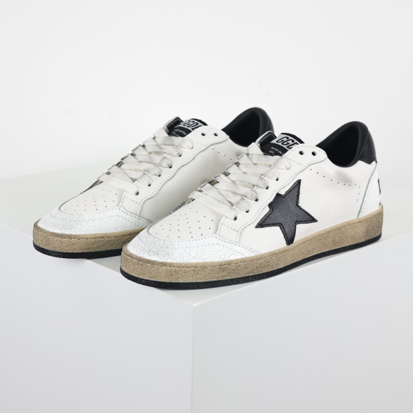 Golden Goose Ball-Star Low White Nappa Black Star