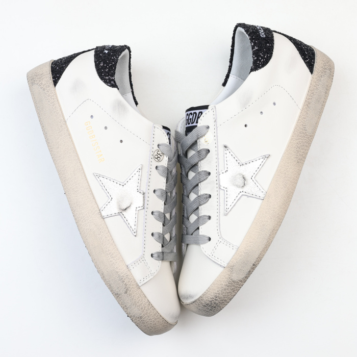 Golden G00se Super-Star With Gold Star And Black Glitter Heel Tab