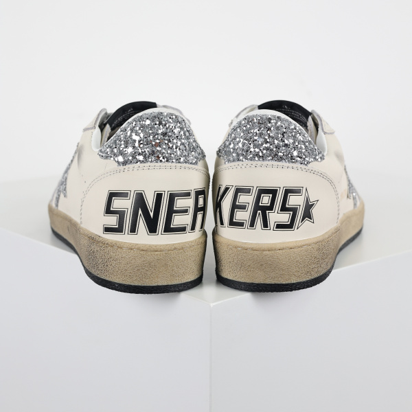 Golden G00se Ball Star White Silver Glitter