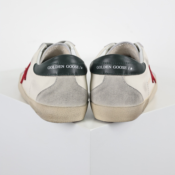 Golden G00se Super-Star With Red Suede Star And Green Leather Heels Tab
