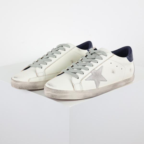 Golden G00se Super-Star White Royal Blue Grey Suede Patch