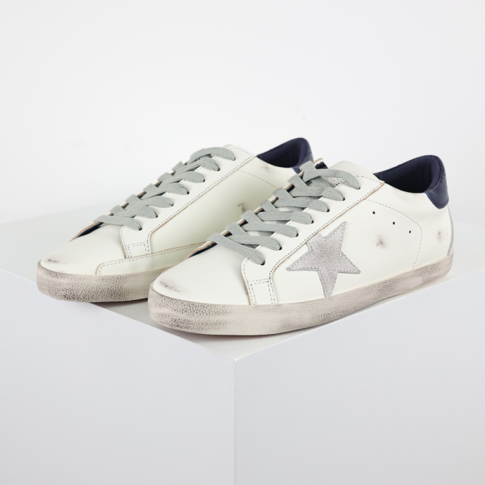 Golden G00se Super-Star White Royal Blue Grey Suede Patch