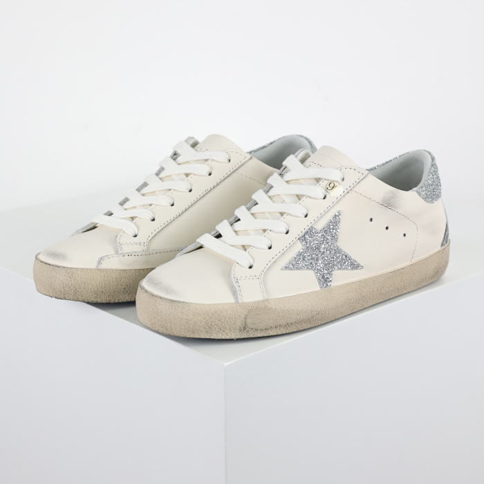 Golden G00se Super-Star Trainers With Silver Swarovski Crystal Star And Heels Tab