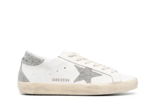 Golden G00se Super-Star Trainers With Silver Swarovski Crystal Star And Heels Tab