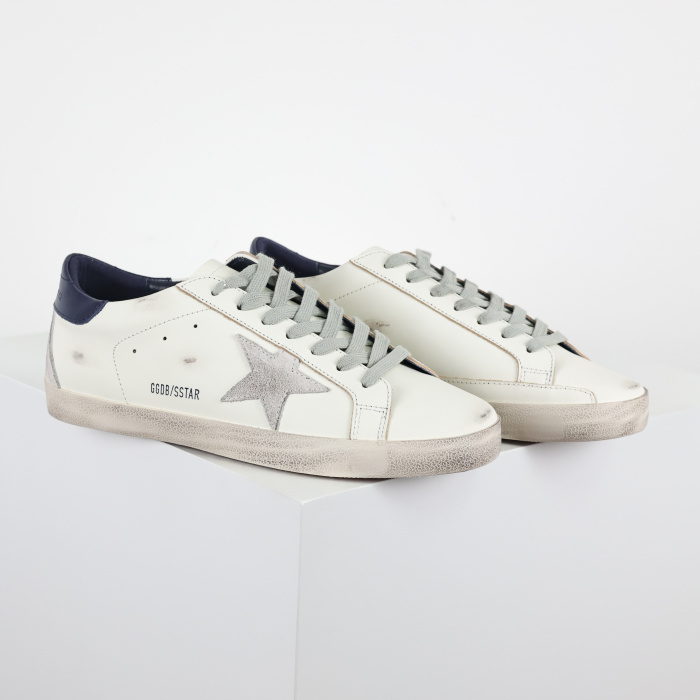 Golden G00se Super-Star White Royal Blue Grey Suede Patch
