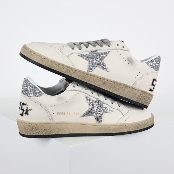 Golden G00se Ball Star White Silver Glitter
