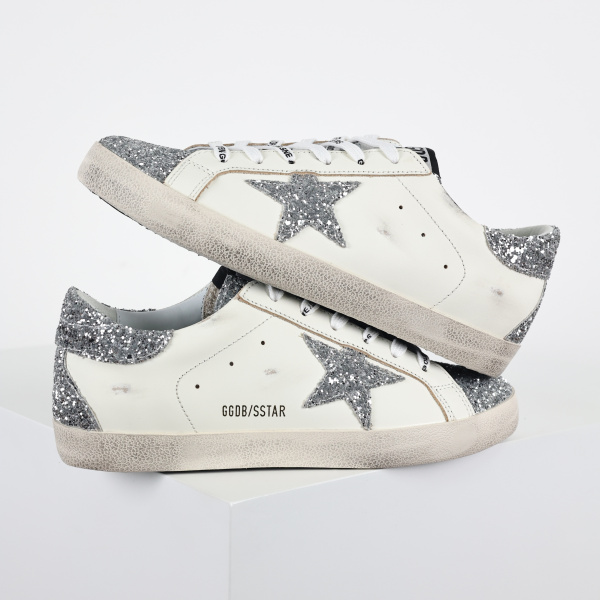 Golden G00se Superstar Glitter Sneakers White/Silver