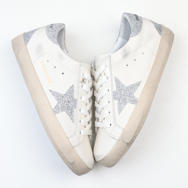 Golden G00se Super-Star Trainers With Silver Swarovski Crystal Star And Heels Tab