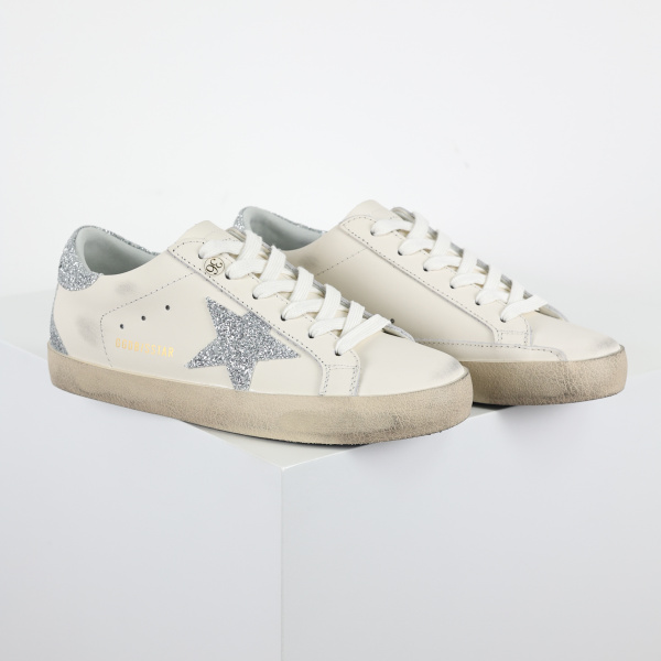 Golden G00se Super-Star Trainers With Silver Swarovski Crystal Star And Heels Tab
