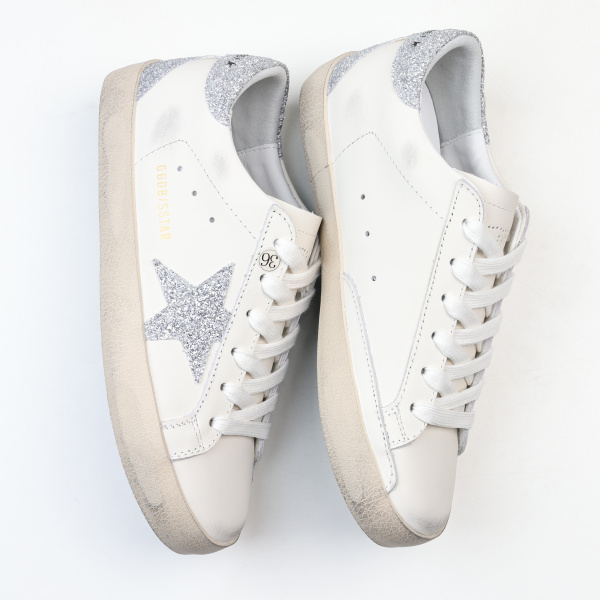 Golden G00se Super-Star Trainers With Silver Swarovski Crystal Star And Heels Tab