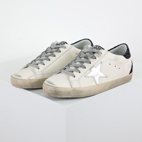 Golden G00se Super-Star With Gold Star And Black Glitter Heel Tab