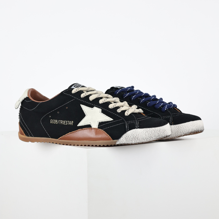 Golden G00se True-Star dark blue suede with white nappa leather star and heel tab