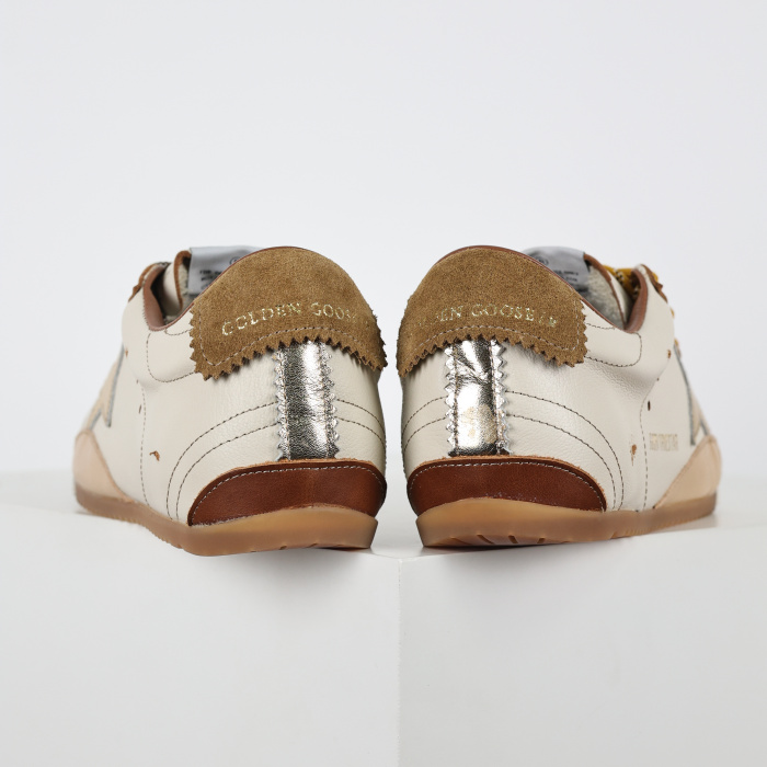 Golden G00se True-Star white nappa leather with gold star and beige suede heel tab