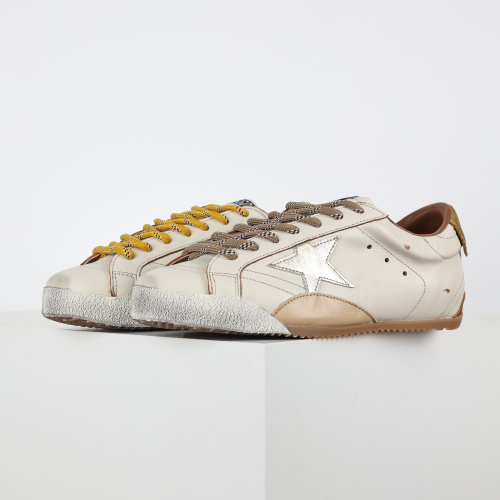Golden G00se True-Star white nappa leather with gold star and beige suede heel tab