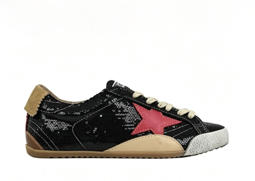 Golden G00se True‑Star black sequins red leather star