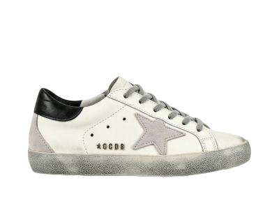 Golden G00se Super‑Star white leather grey suede star black heel tab