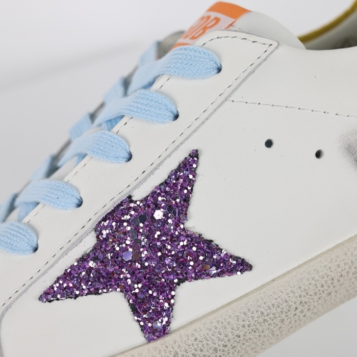Golden G00se Pure Star Sneakers Pink Glittery Star and Yellow