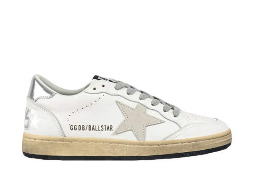 Golden G00se Ball‑Star White Grey Suede Star Silver Heel