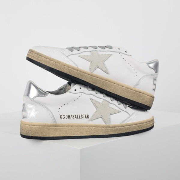 Golden G00se Ball‑Star White Grey Suede Star Silver Heel