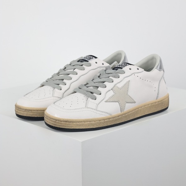 Golden G00se Ball‑Star White Grey Suede Star Silver Heel