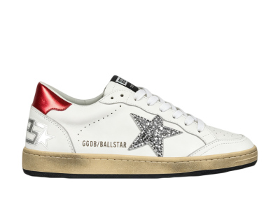 Golden G00se Ball‑Star White Silver Glitter Star Red Heel