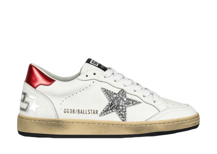 Golden G00se Ball‑Star White Silver Glitter Star Red Heel