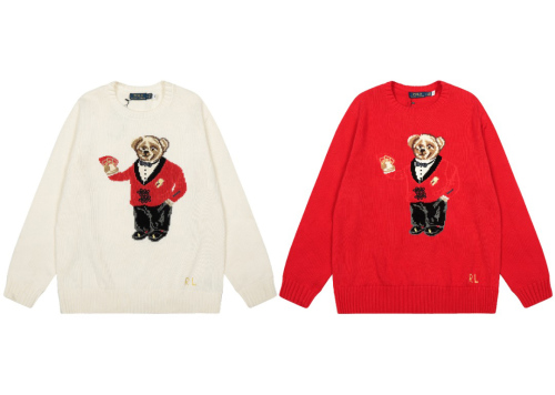 R@lph Lauren New Year Red‑Packet Bear Crew‑Neck Sweater