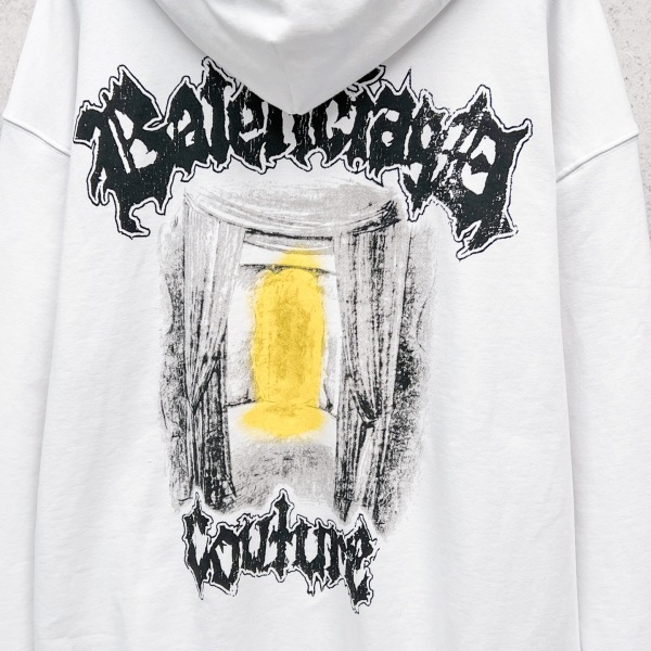 Balenciag@ SS26 Front & Back Letter‑Print Full‑Zip‑Up Hoodie