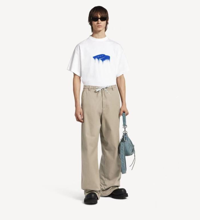Balenciag@ Letter‑Embroidery 3M Reflective Print Short‑Sleeve T‑Shirt