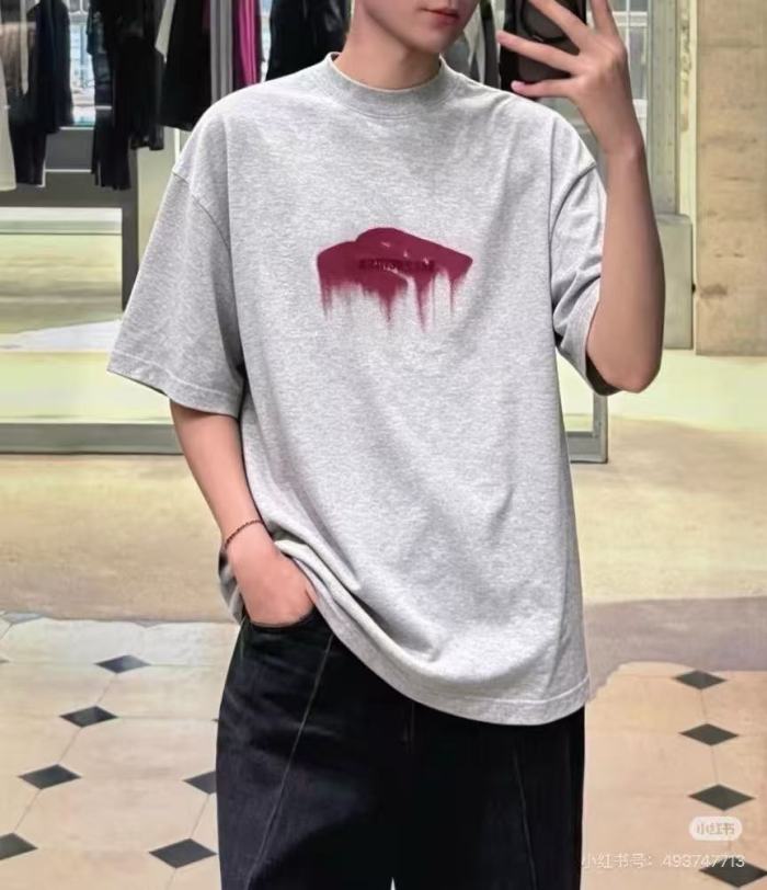 Balenciag@ Letter‑Embroidery 3M Reflective Print Short‑Sleeve T‑Shirt