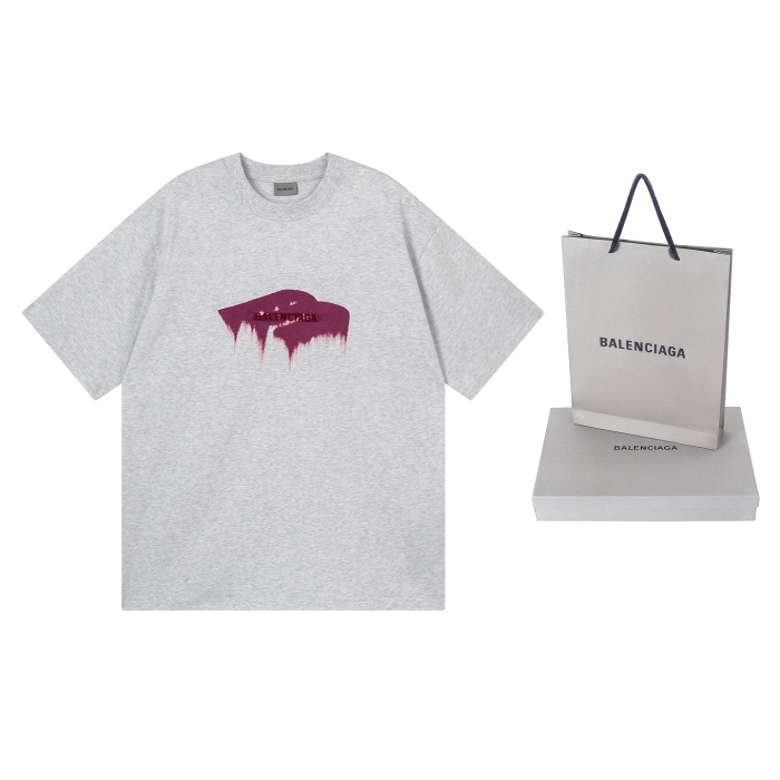 Balenciag@ Letter‑Embroidery 3M Reflective Print Short‑Sleeve T‑Shirt