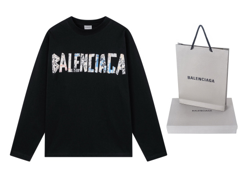 Balenciag@ SS26 Graffiti‑Tape Direct‑Ink Print Long‑Sleeve T‑Shirt