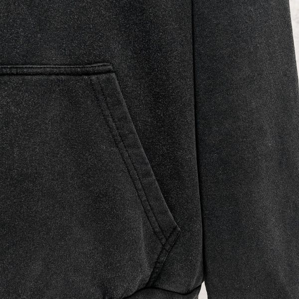 Balenciag@ FW26 Letter‑Logo Embroidery Washed Distressed Pullover Hoodie
