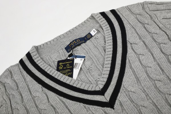 R@lph Lauren V‑Neck Cable‑Knit Preppy Style Pullover Sweater