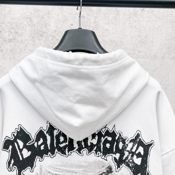 Balenciag@ SS26 Front & Back Letter‑Print Full‑Zip‑Up Hoodie