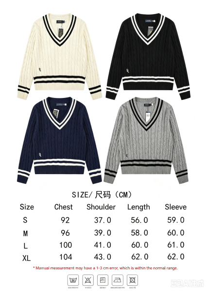 R@lph Lauren V‑Neck Cable‑Knit Preppy Style Pullover Sweater
