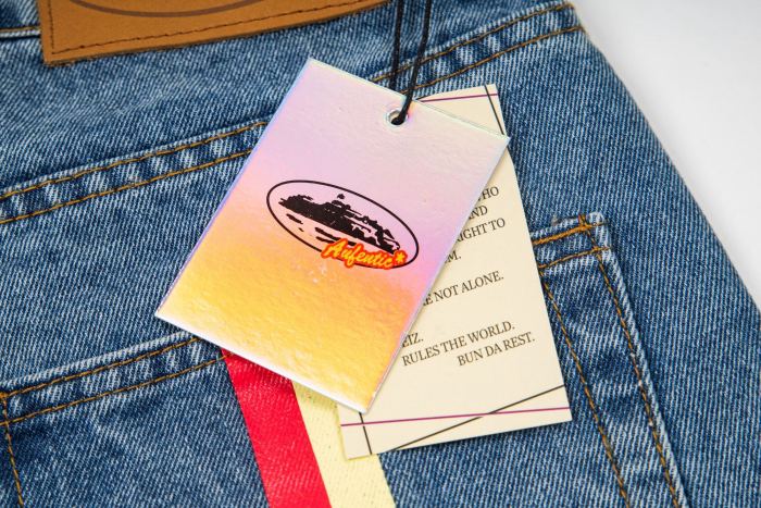Corteiz Alcatraz Dual‑Strap Logo Jeans Vintage Straight‑Leg Long Pants C3125#