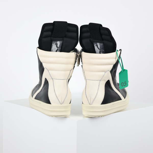 R!ck Owens Strobe Geobasket Thin Shoelaces High Black Milk