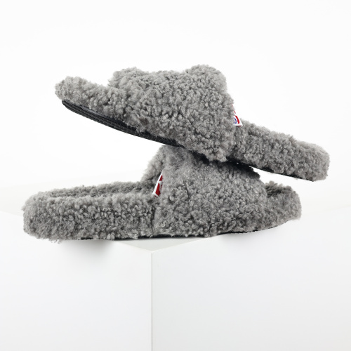 Balenciag* Furry Open Mule NBA  Gray White