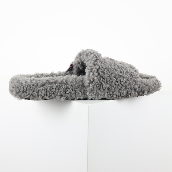 Balenciag* Furry Open Mule NBA  Gray White