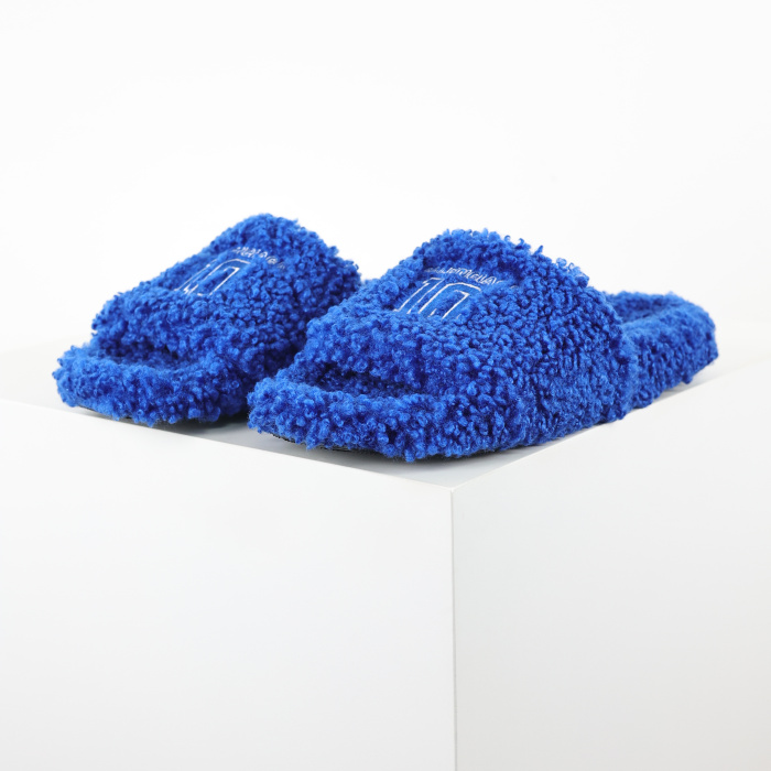 Balenciag* Furry Open Mule NBA Blue White