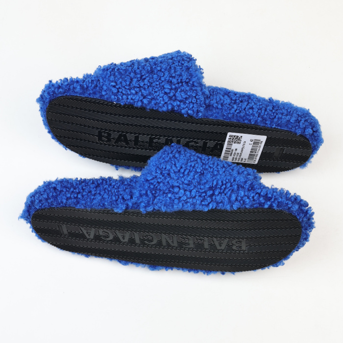 Balenciag* Furry Open Mule NBA Blue White