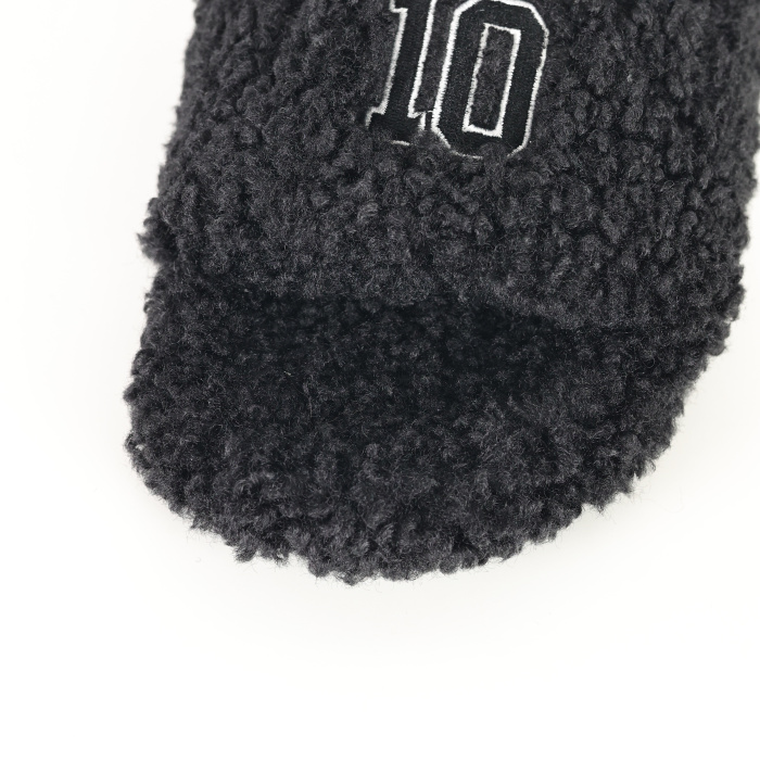 Balenciag* Furry Open Mule NBA Black White