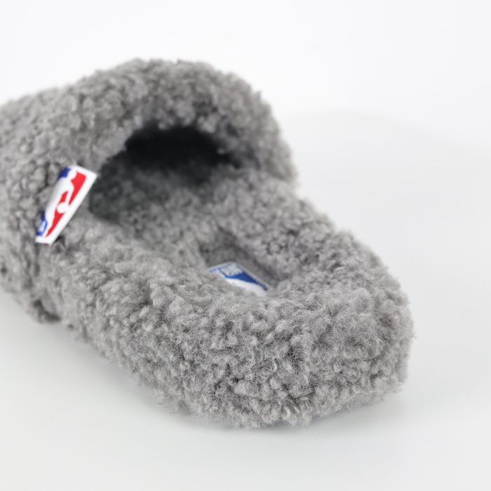 Balenciag* Furry Open Mule NBA  Gray White