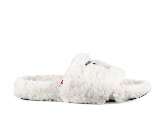 Balenciag* Furry Open Mule NBA  White Black