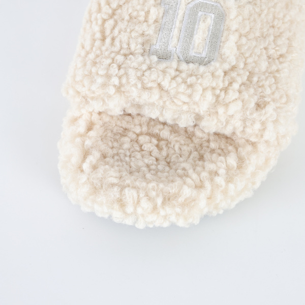 Balenciag* Furry Open Mule NBA  Beige White