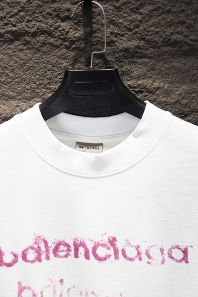 Balenciag@ 26SS White Ink Print Long Sleeve T-Shirt
