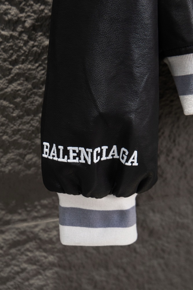 Balenciag@ 26SS Manchester Embroidered Leather Jacket