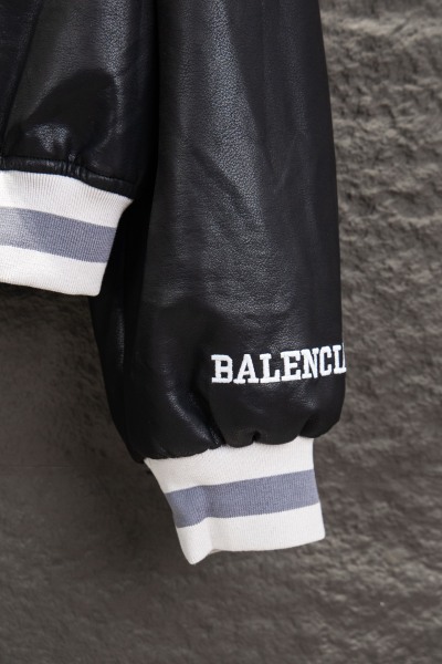 Balenciag@ 26SS Manchester Embroidered Leather Jacket